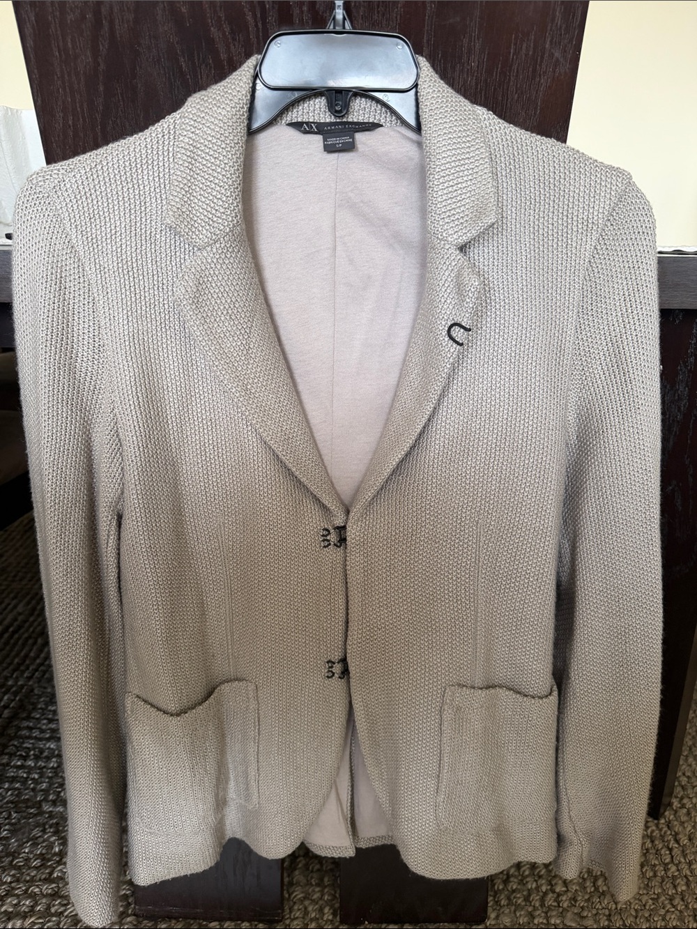 A/X Armani Exchange Men’s Light Beige Knit Blazer